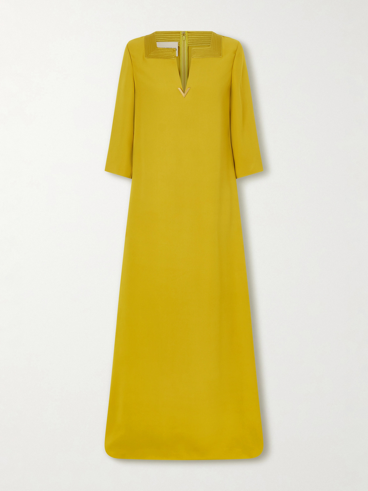 Valentino Embellished Satin-trimmed Silk-cady Gown In Brown