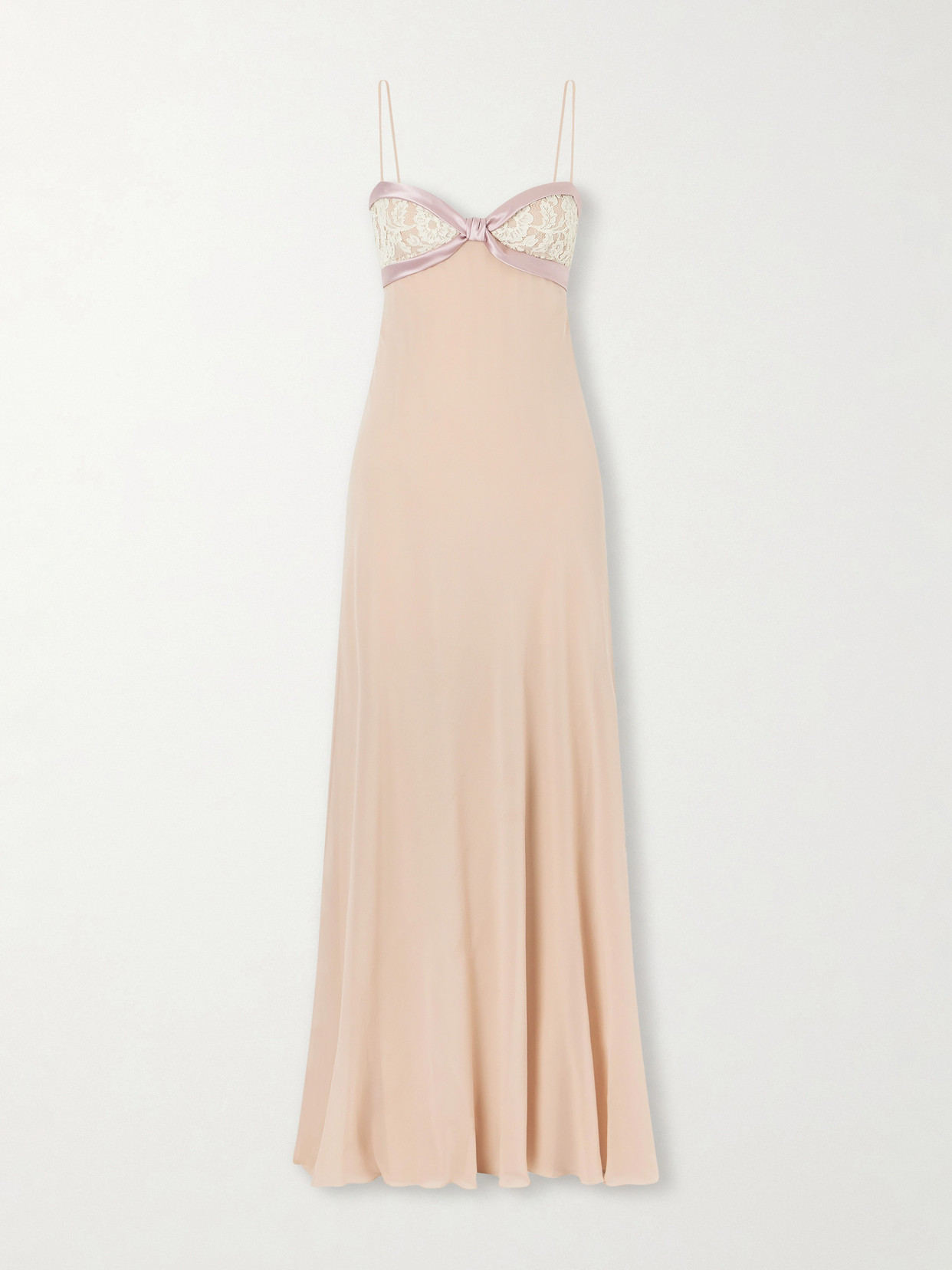 Valentino Lace- And Satin-trimmed Silk-georgette Gown In Pink
