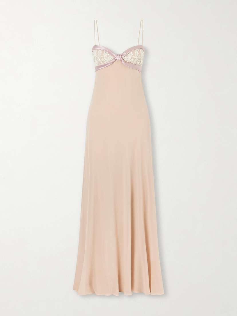 Valentino Garavani Lace- And Satin-trimmed Silk-georgette Gown