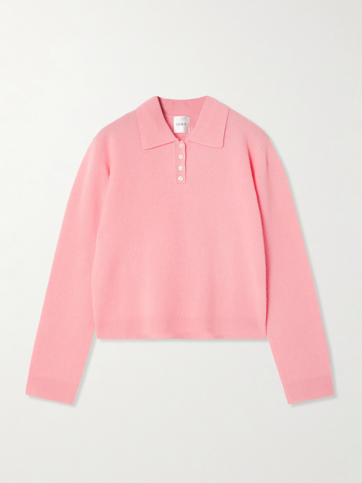 Leset Jesse Wool Polo Sweater In Pink