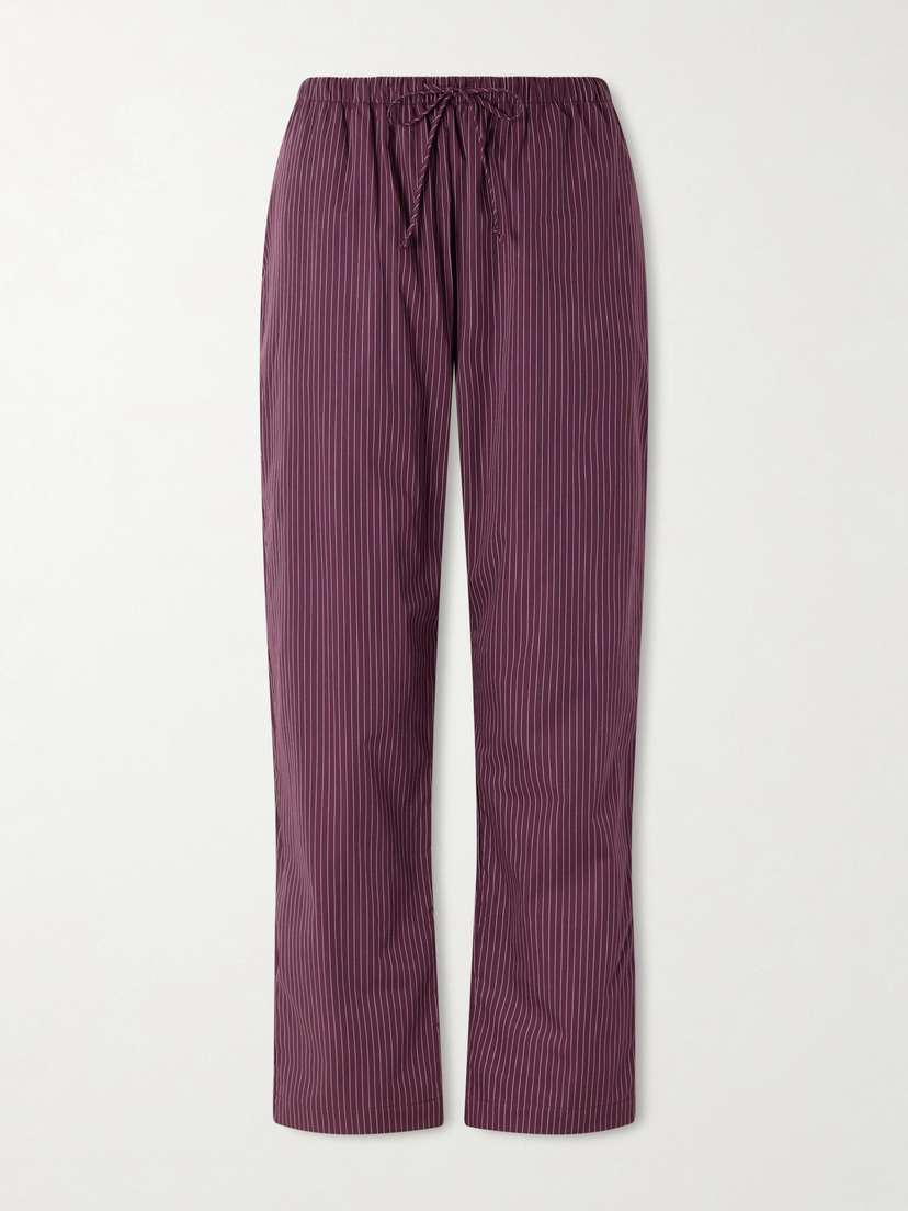 LESET Yoshi Striped Cotton And Lyocell-blend Wide-leg Pants