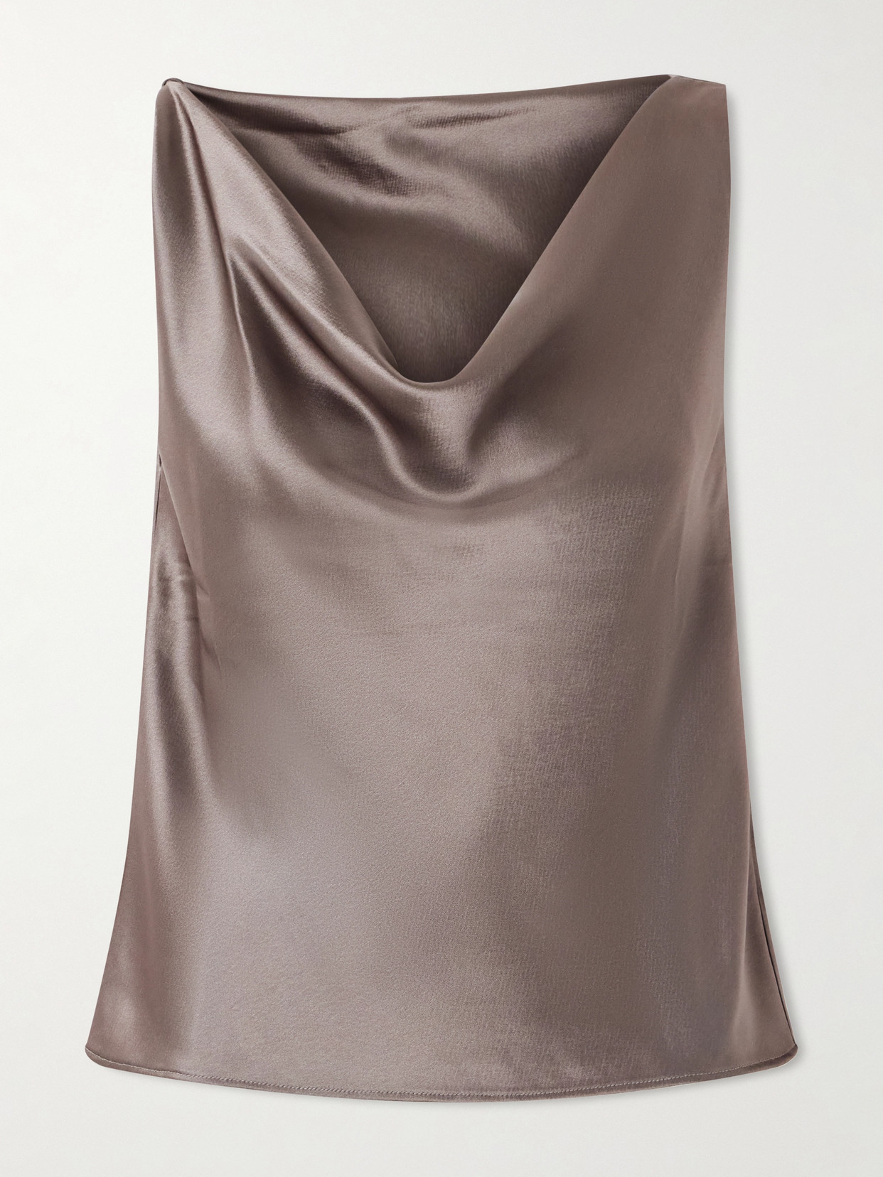 Leset Barb Draped Satin Blouse In Brown