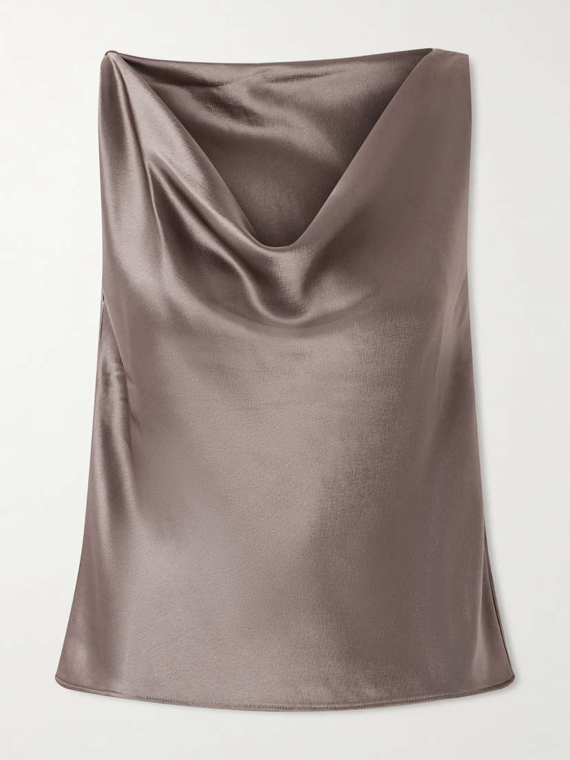 LESET Barb Draped Satin Blouse