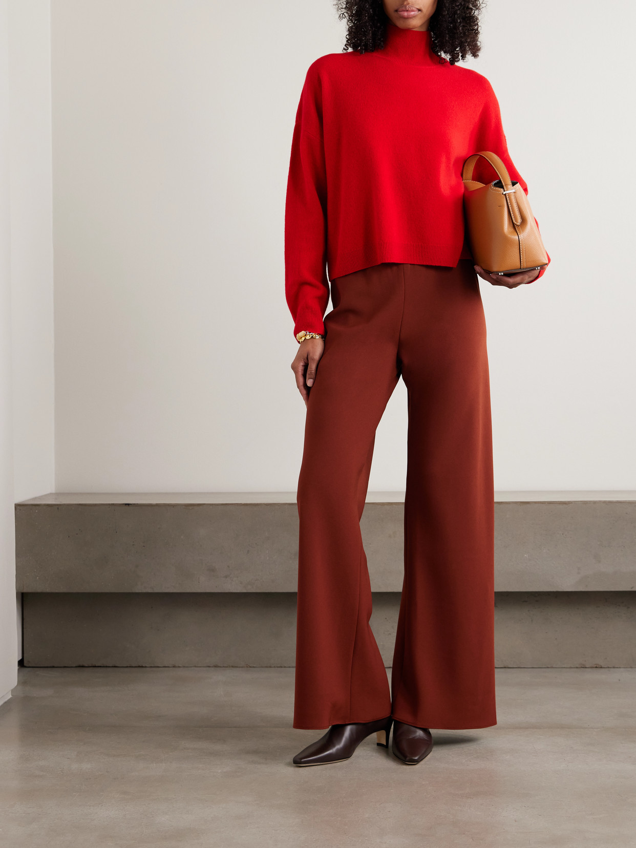 Leset Jesse Wool Mock Neck Sweater In Red