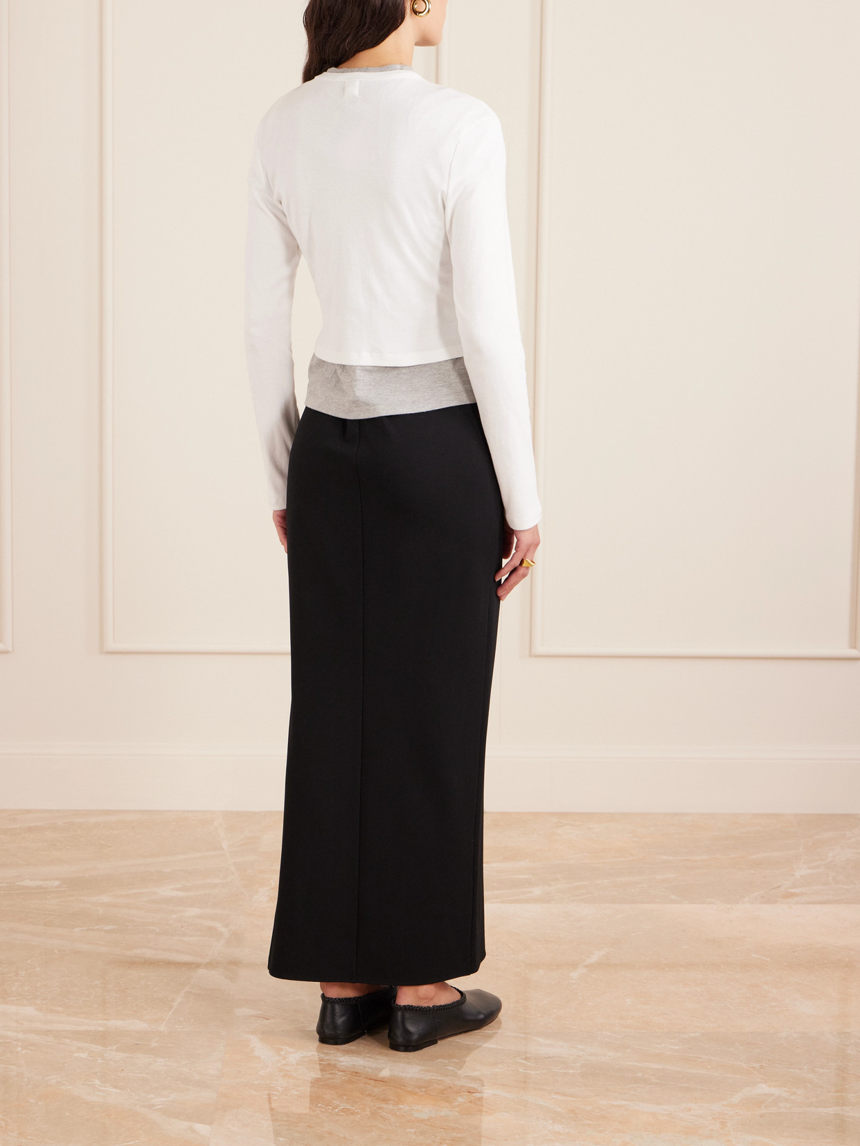 Leset Nando Button-up Crewneck Cardigan In White