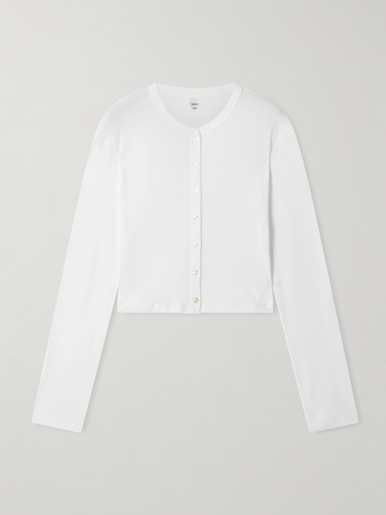 Leset Nando Ribbed Cotton-jersey Cardigan In White