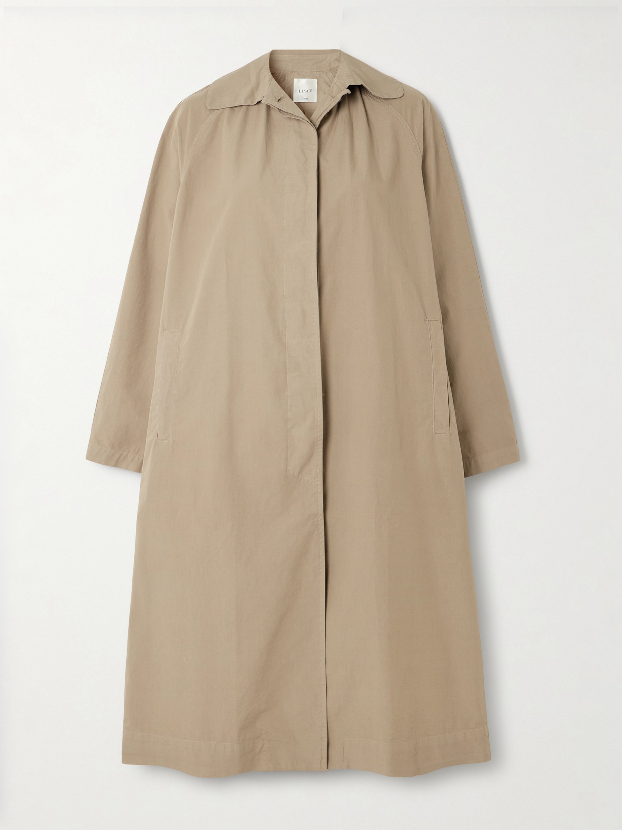 Leset Kyoto Cotton Trench Coat In Brown