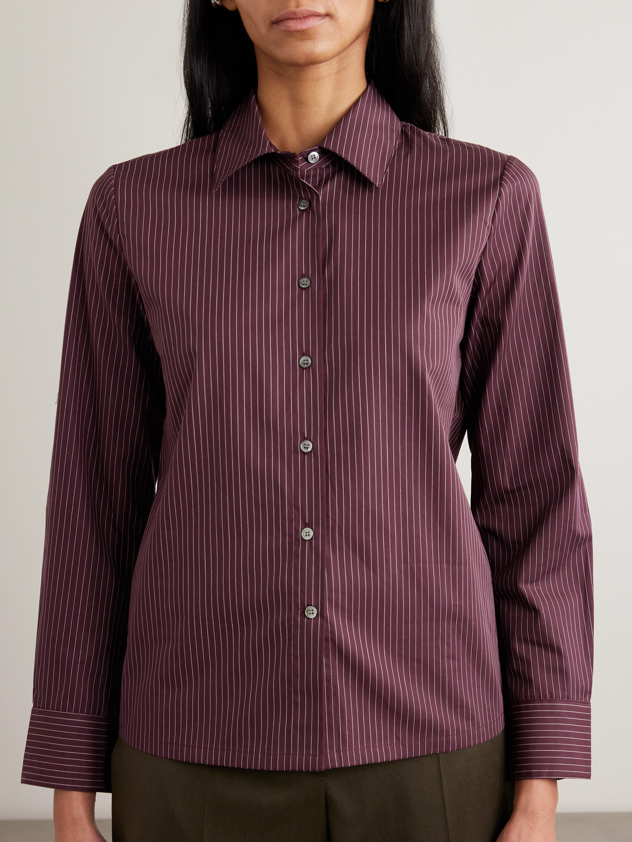 Leset Yoshi Stripe Slim Fit Button Down Shirt In Red