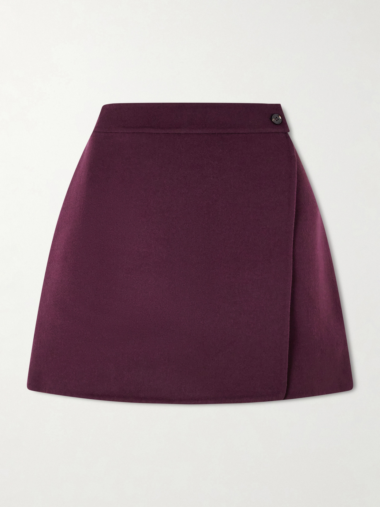 Leset Noah Wool And Cashmere-blend Mini Wrap Skirt In Burgundy