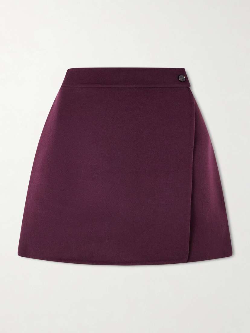 LESET Noah Wool And Cashmere-blend Mini Wrap Skirt