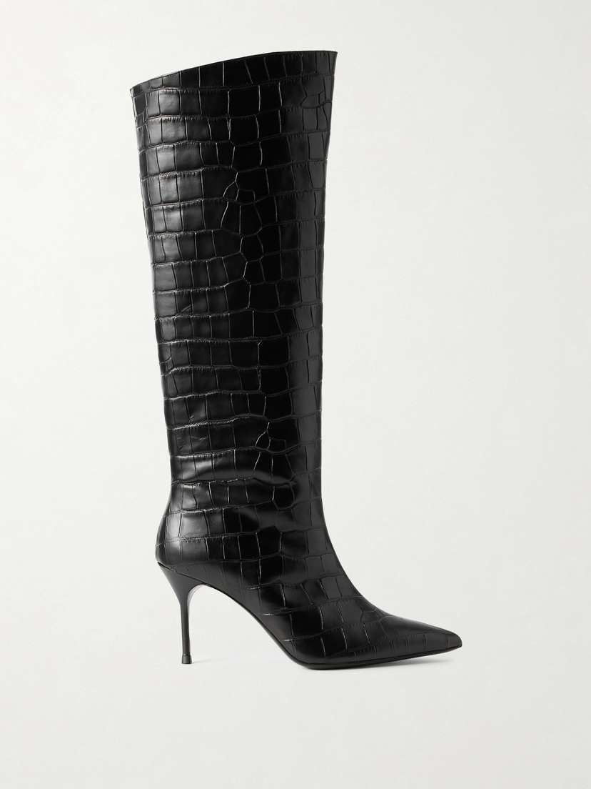 Staud Sebastian Croc-effect Leather Knee Boots