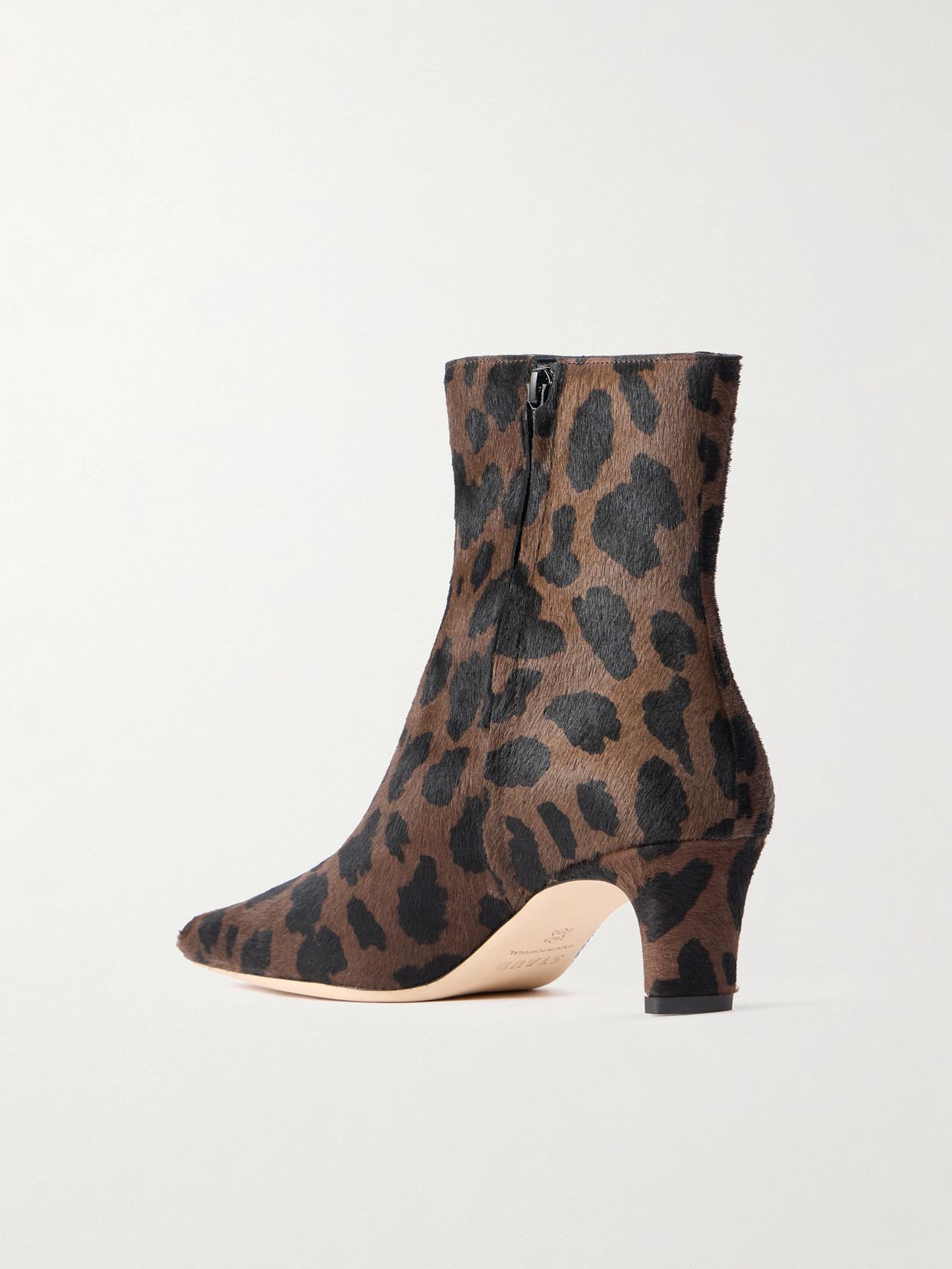 Staud Wally Leopard-print Leather Ankle Boots In Brown
