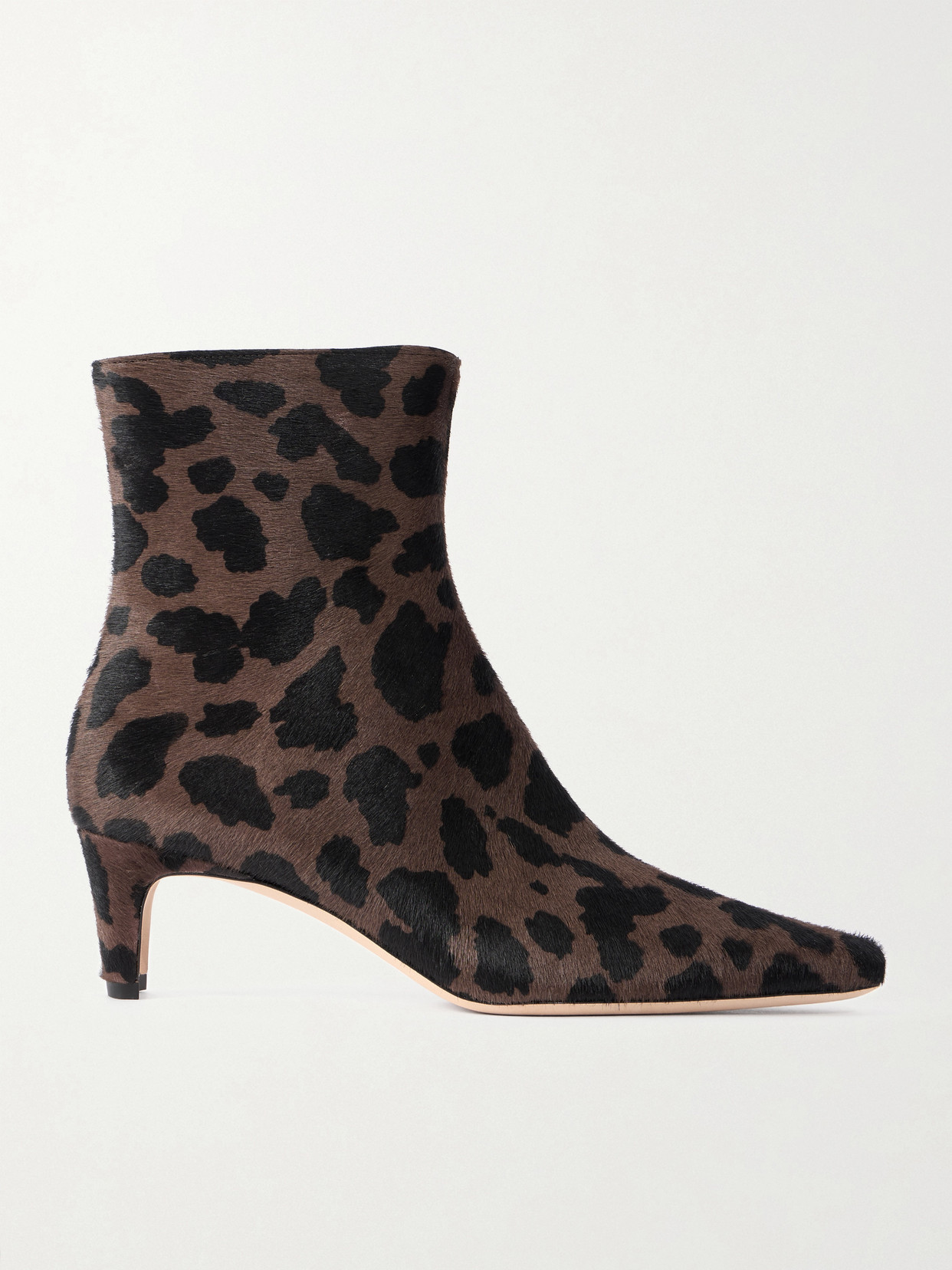 Staud Wally Leopard-print Calf Hair Ankle Boots In Brown