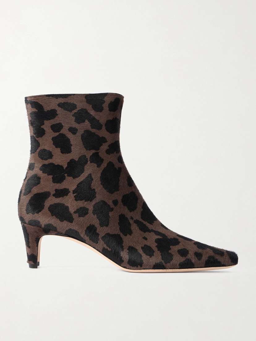 Staud Wally Leopard-print Calf Hair Ankle Boots