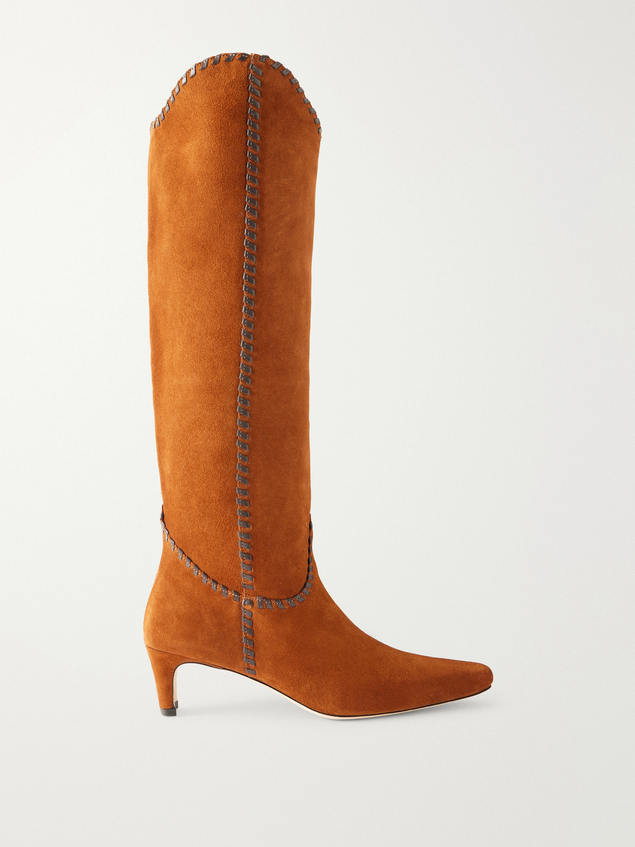 Staud Wally Suede Knee Boots In Brown