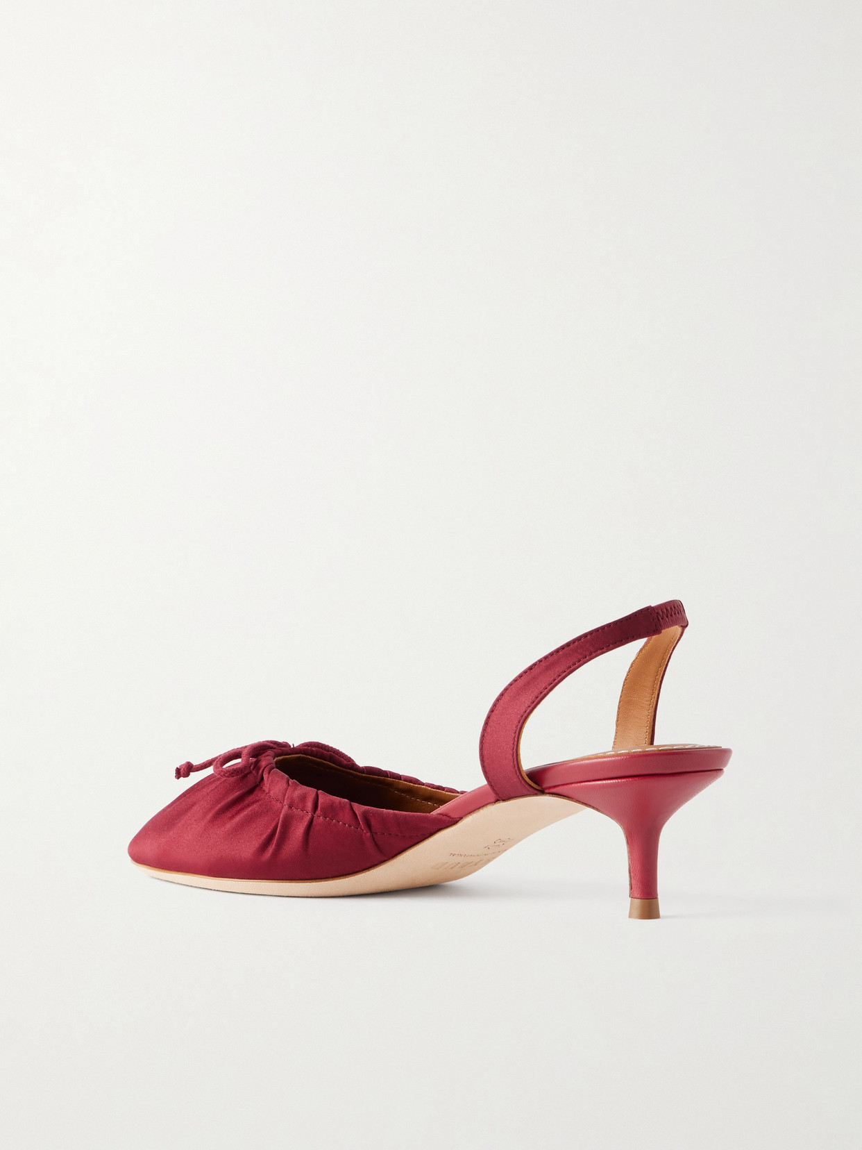 Staud Alba Gathered Satin Slingback Pumps In Burgundy