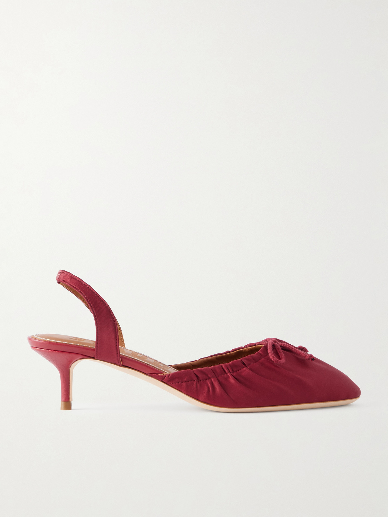 Staud Alba Gathered Satin Slingback Pumps In Burgundy