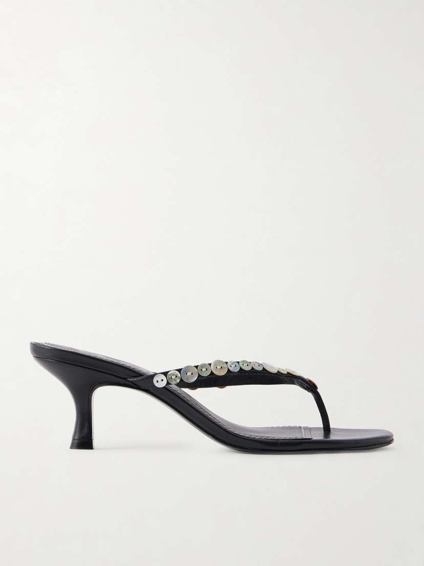 Staud Freja Button-embellished Leather Sandals