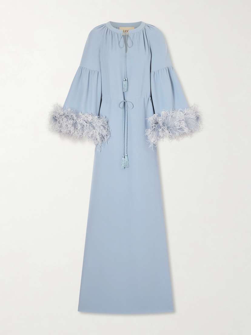 Valentino Garavani — Feather-trimmed silk-crepe gown