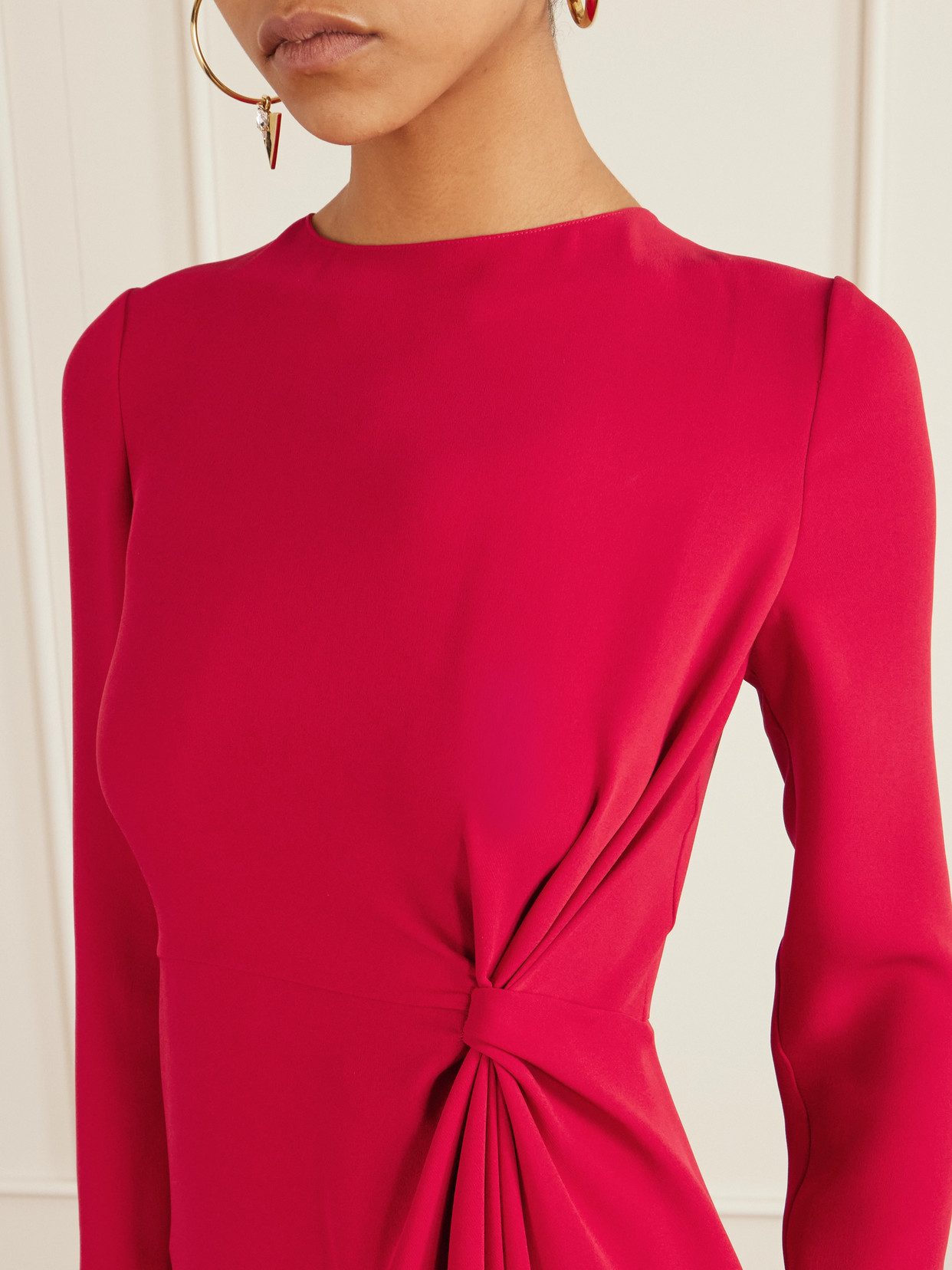 Valentino Open-back Gathered Silk-cady Gown In Red