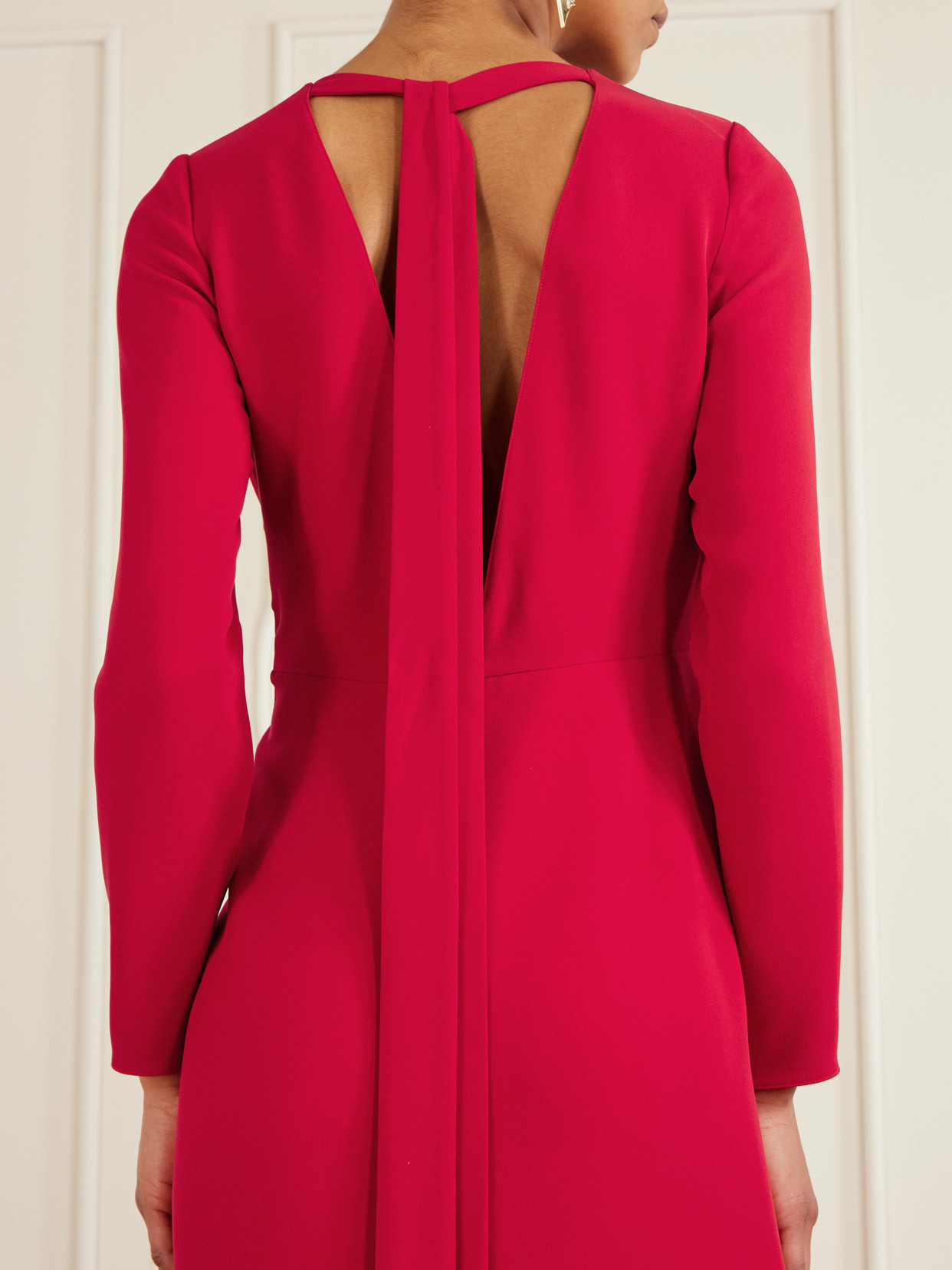 Valentino Open-back Gathered Silk-cady Gown In Red