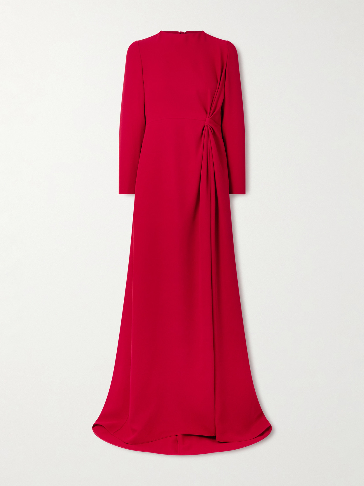 Valentino Open-back Gathered Silk-cady Gown In Red