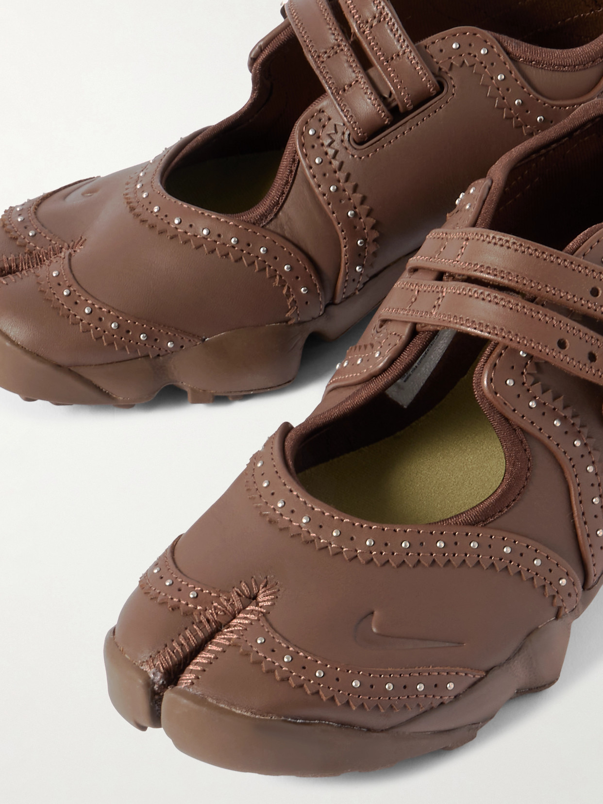 Air Rift Embellished Leather Split-Toe Sneakers