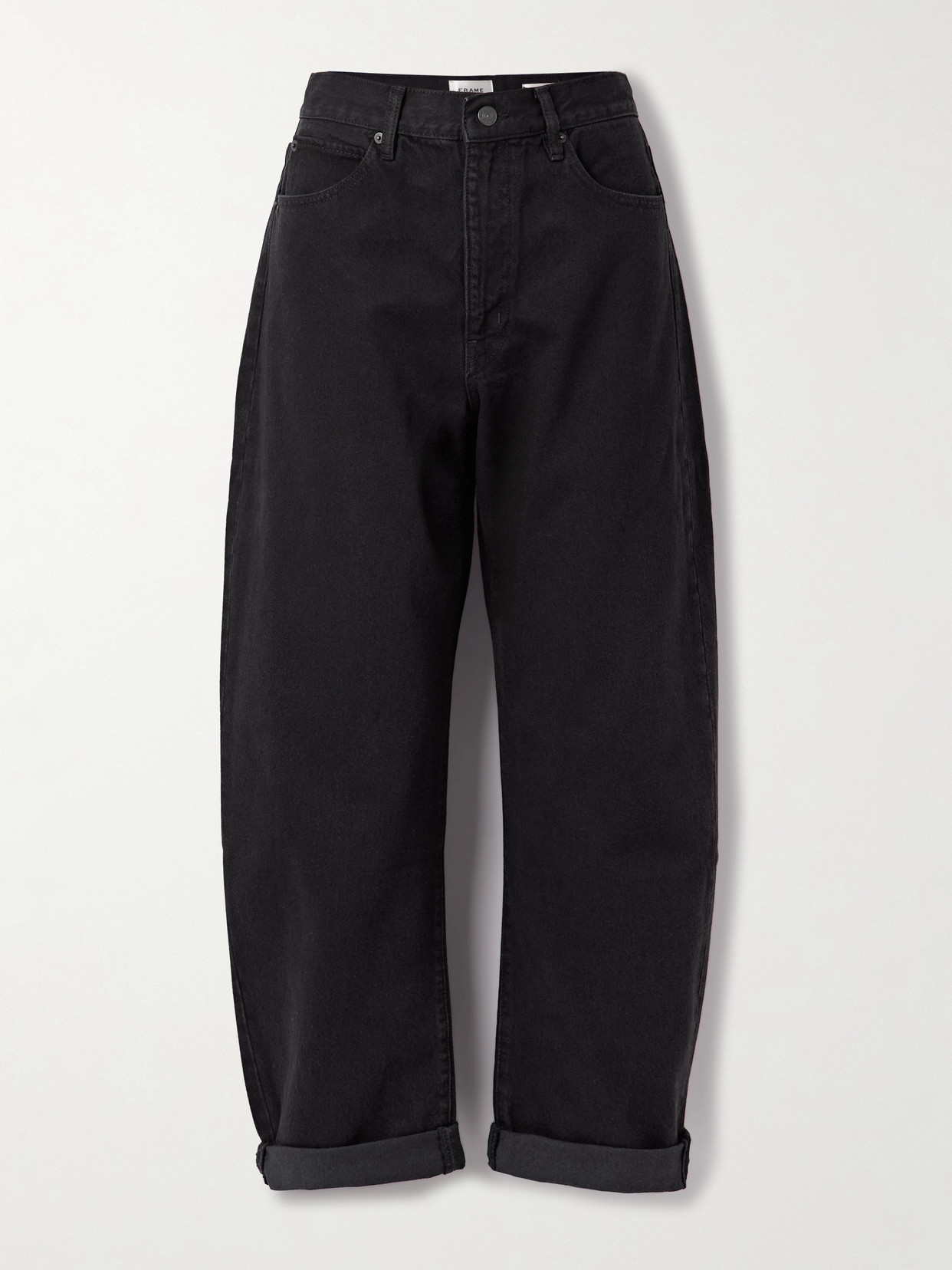 Frame The Bubble High-rise Barrel-leg Jeans In Black