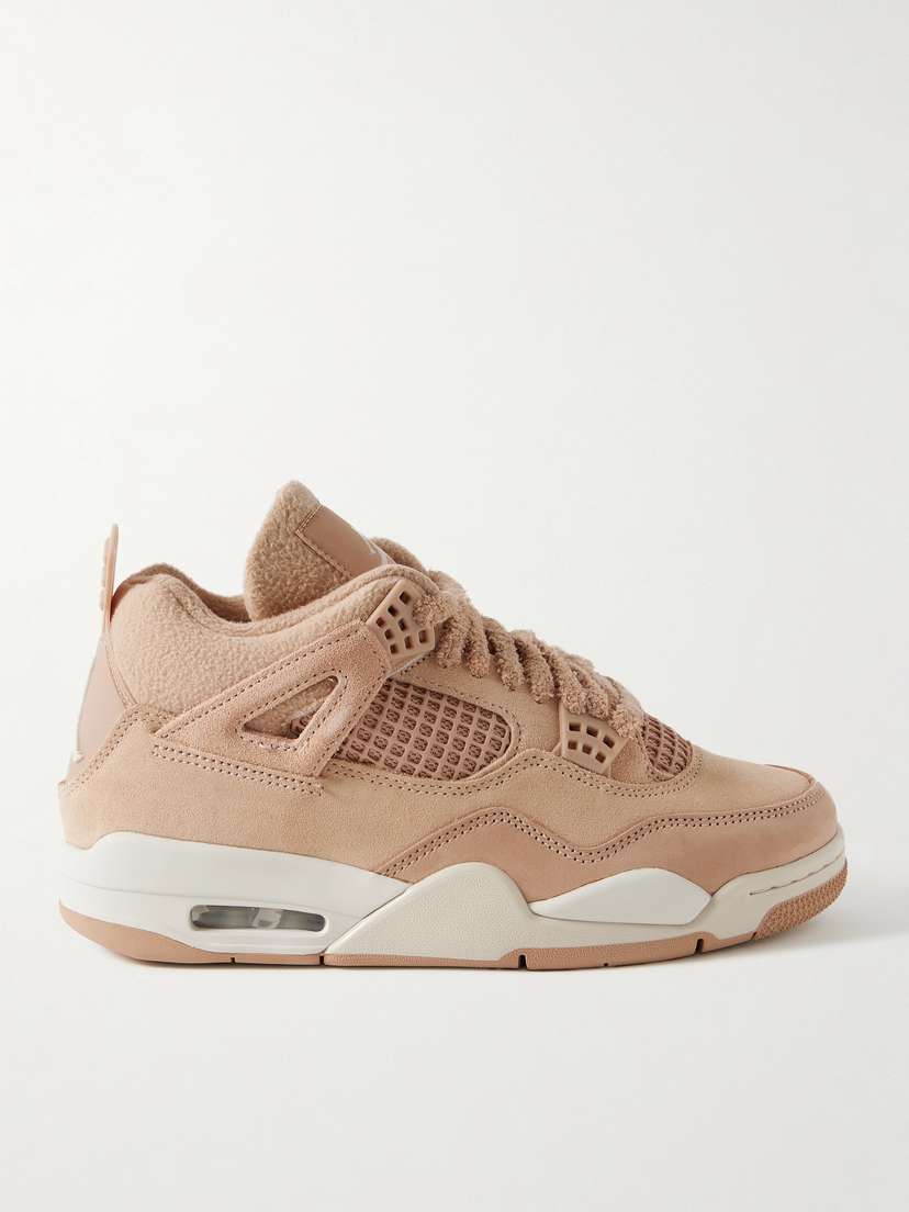 Nike Air Jordan 4 Retro Rubber And Mesh-trimmed Fleece And Suede High-top Sneakers