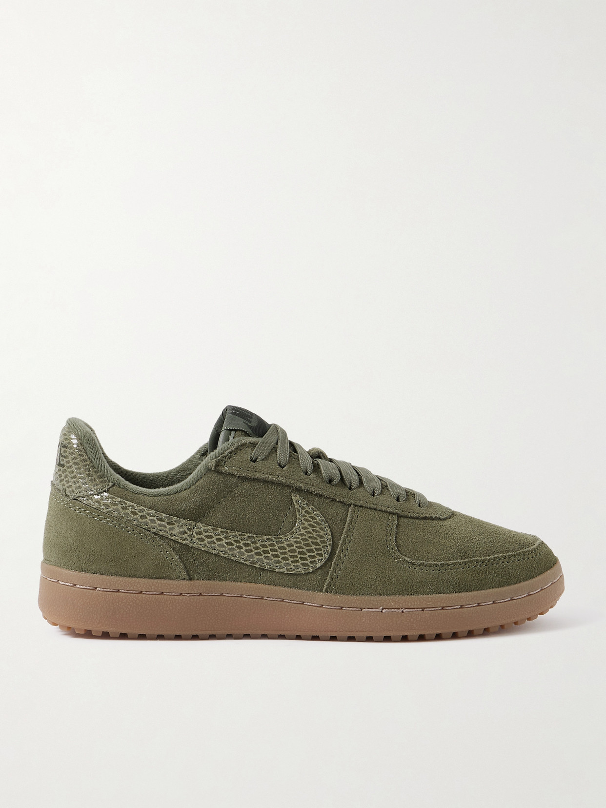 Nike Field General Snake-effect Leather-trimmed Suede Sneakers In Green