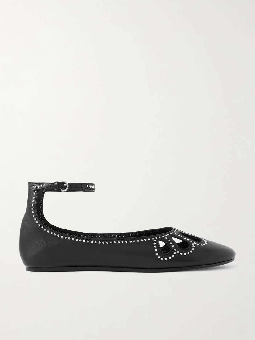 Isabel Marant Bloris Studded Cutout Leather Ballet Flats