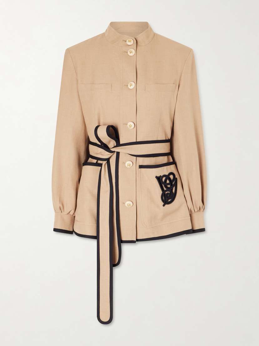 Valentino Garavani Belted Embroidered Twill Jacket