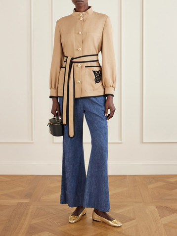 Valentino Garavani Belted embroidered twill jacket