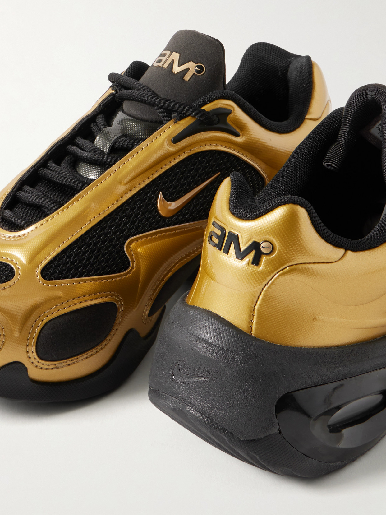 Nike Air Max Muse Mesh-trimmed Metallic Sneakers In Gold