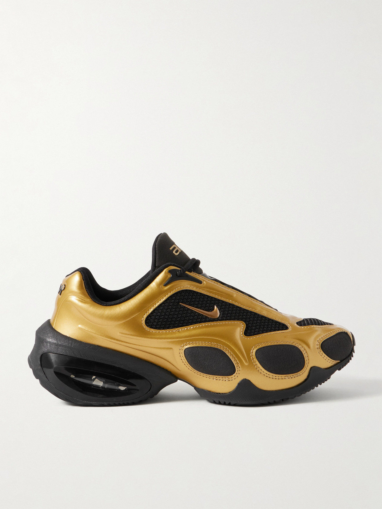 Nike Air Max Muse Mesh-trimmed Metallic Sneakers In Gold