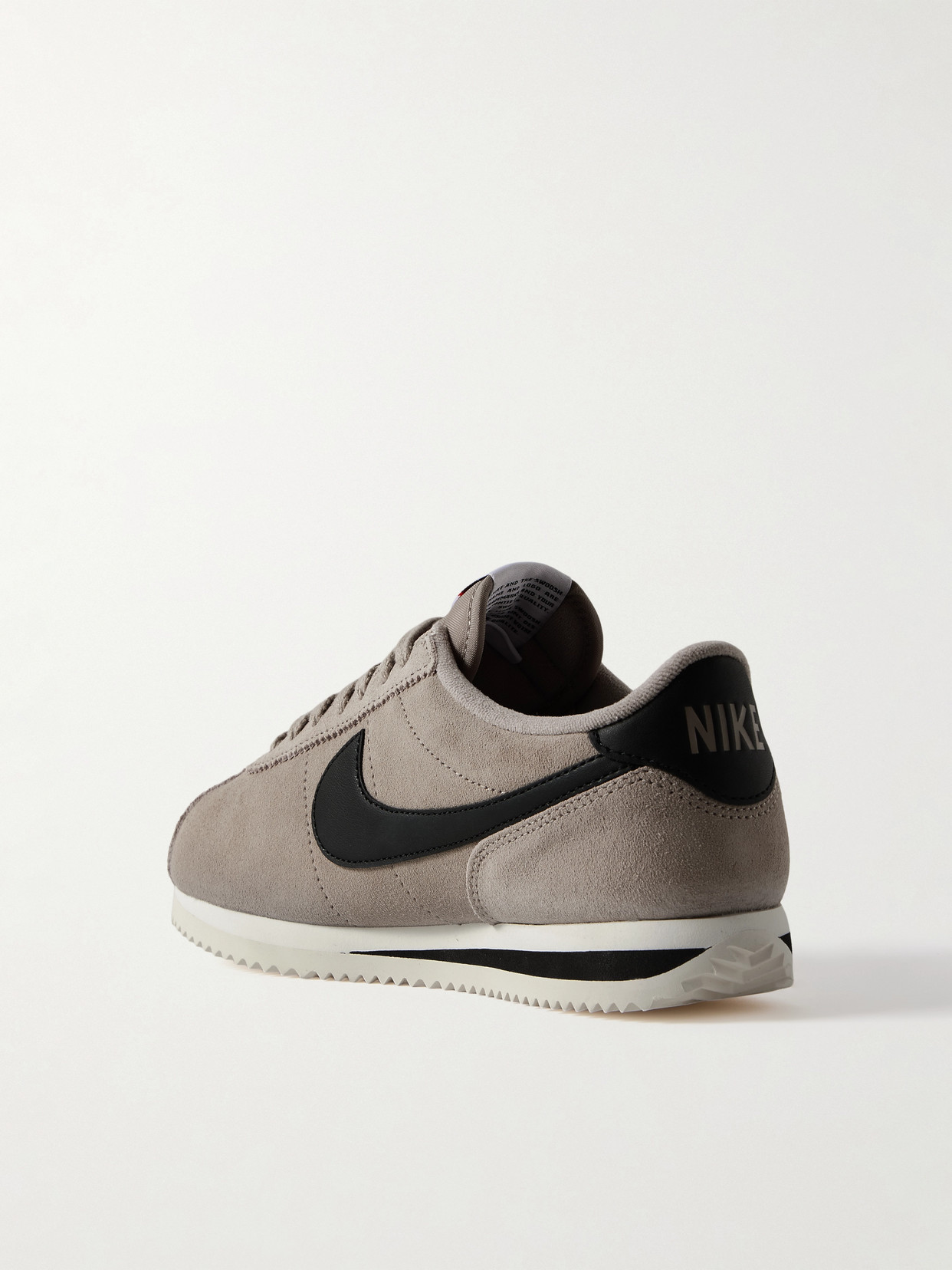 Nike Cortez Leather And Shell-trimmed Suede Sneakers In Gray