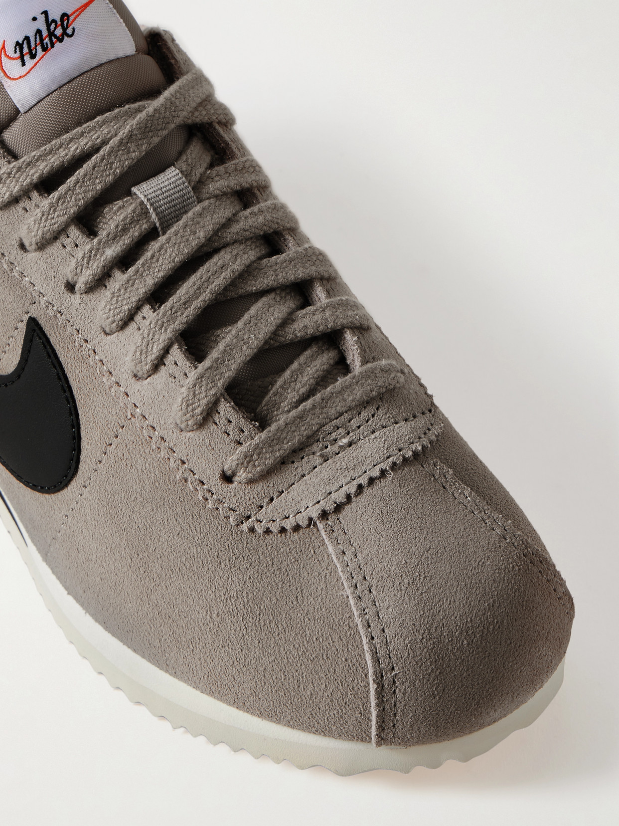 Nike Cortez Leather And Shell-trimmed Suede Sneakers In Gray