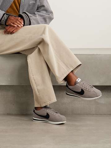 NIKE Cortez leather and shell-trimmed suede sneakers
