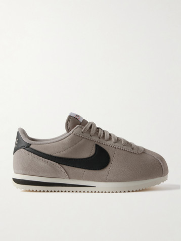 Nike Cortez leather and shell-trimmed suede sneakers
