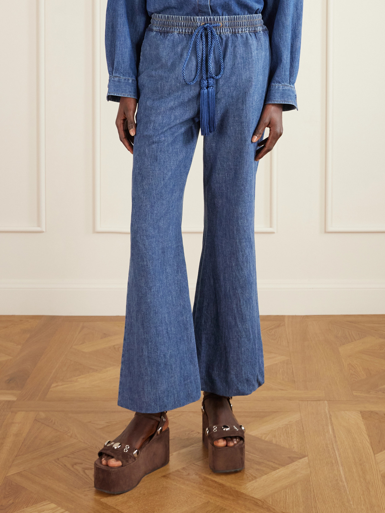 Garavani - Tasseled High-Rise Bootcut Jeans