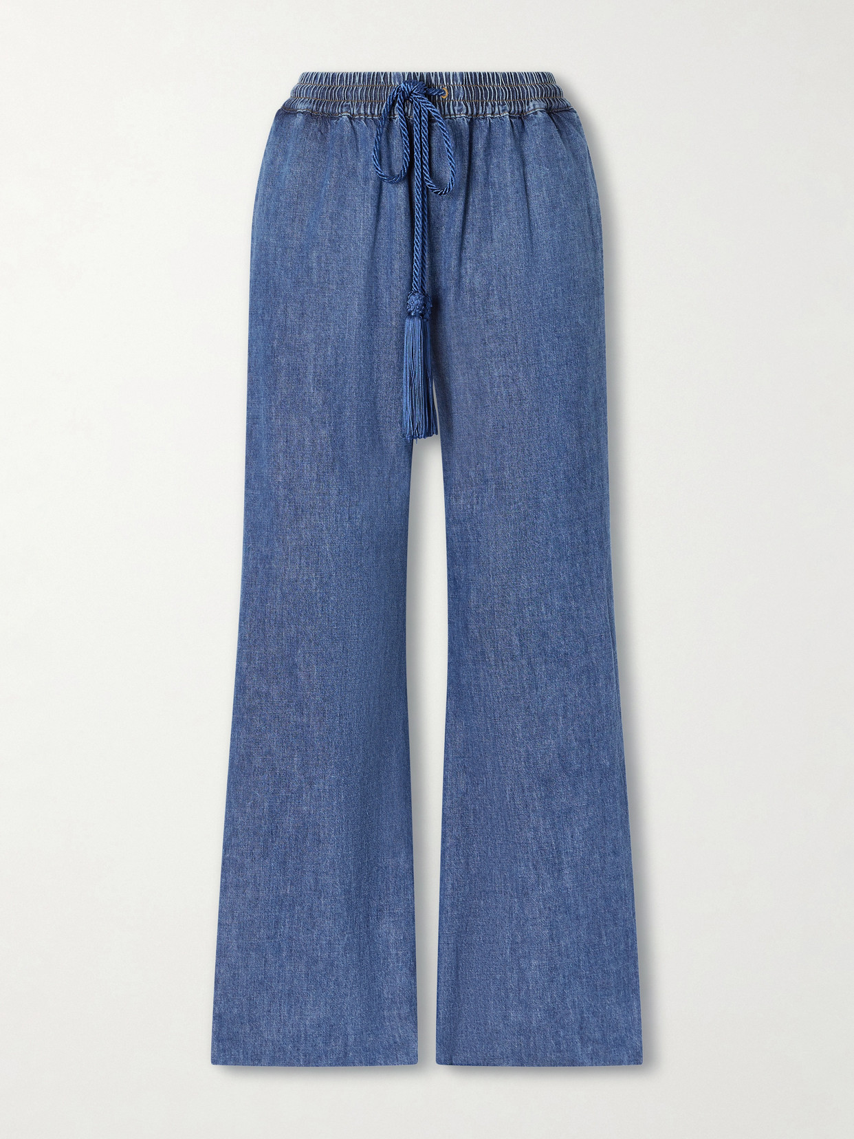 Valentino Tasseled High-rise Bootcut Jeans In Blue