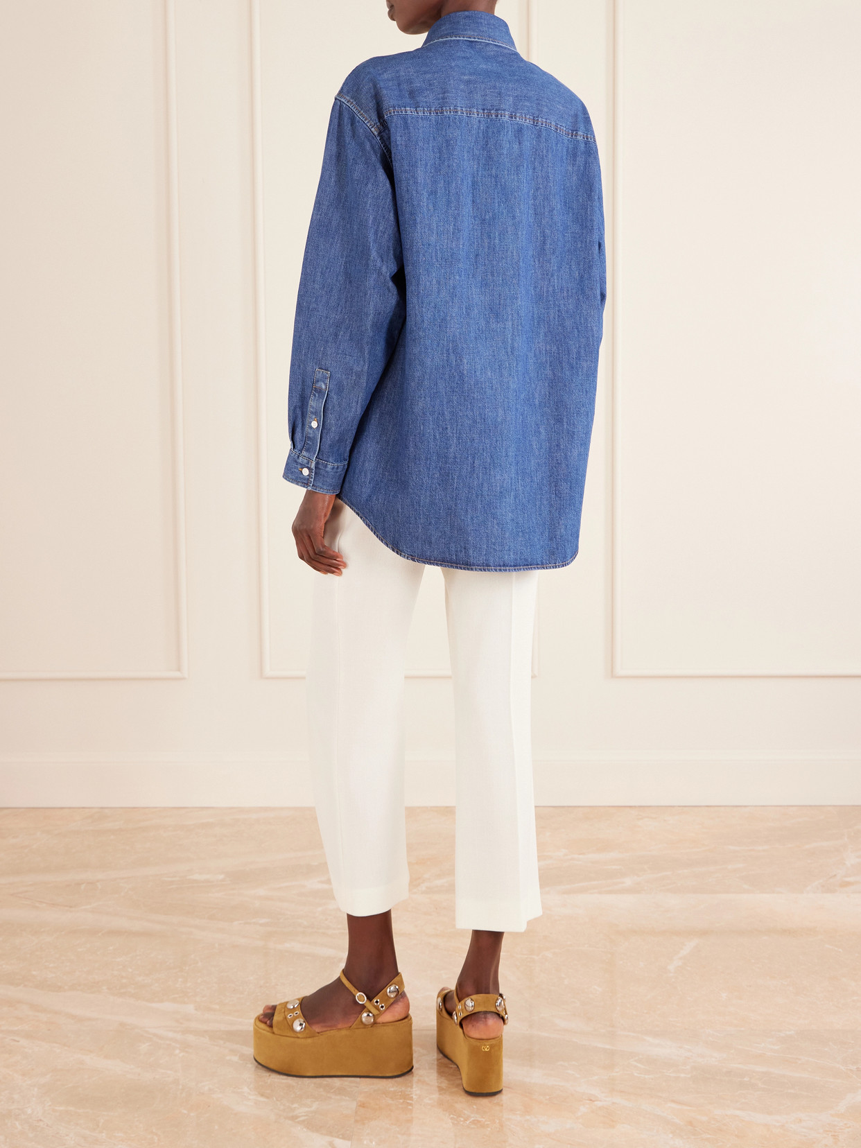 Garavani - Embellished Cotton-Denim Shirt