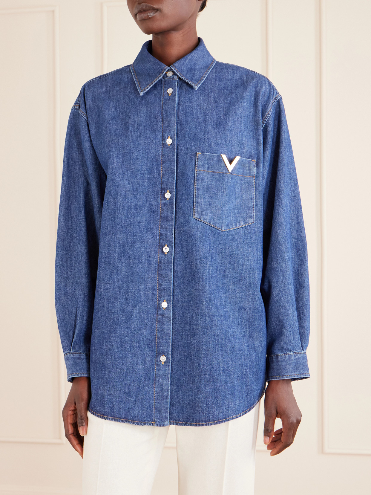 Garavani - Embellished Cotton-Denim Shirt