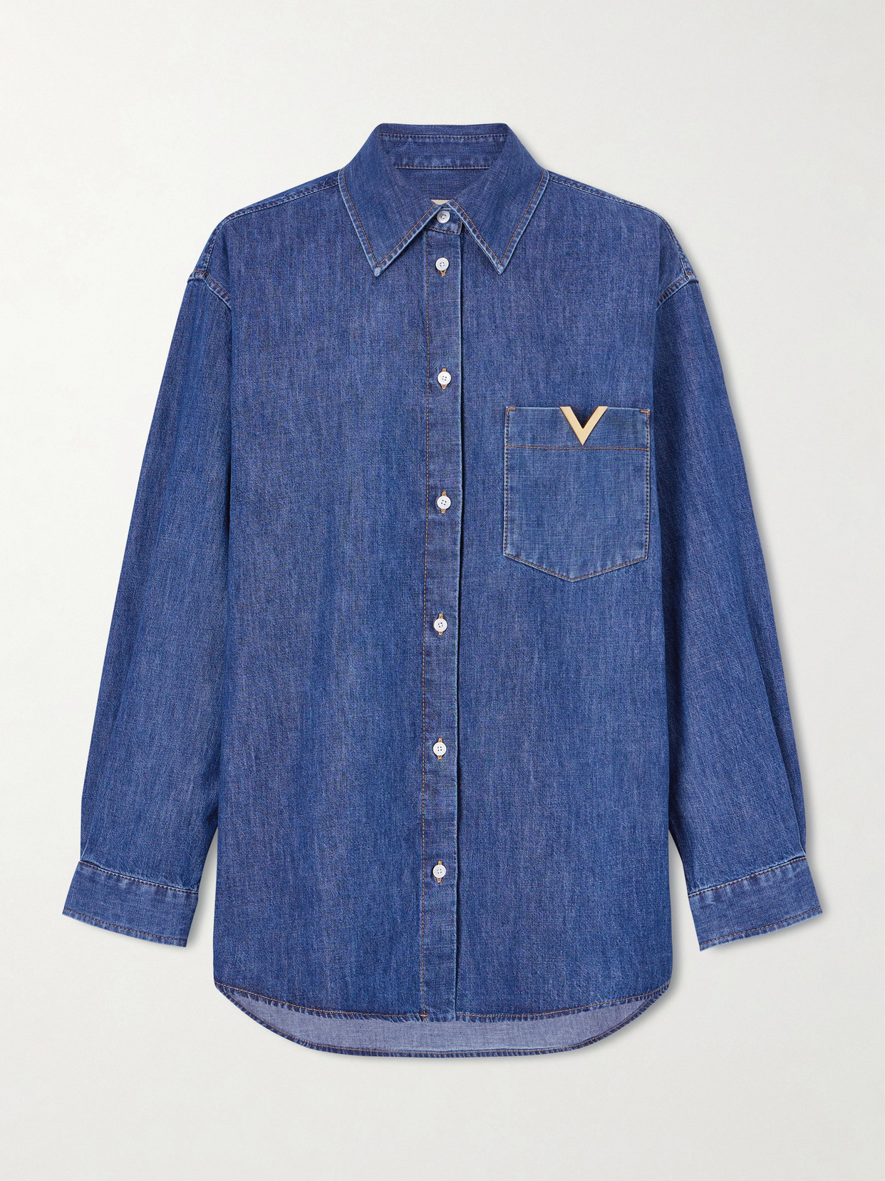 Garavani - Embellished Cotton-Denim Shirt