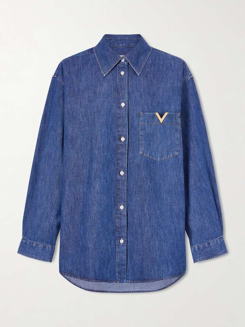 Valentino Garavani — Embellished cotton-denim shirt