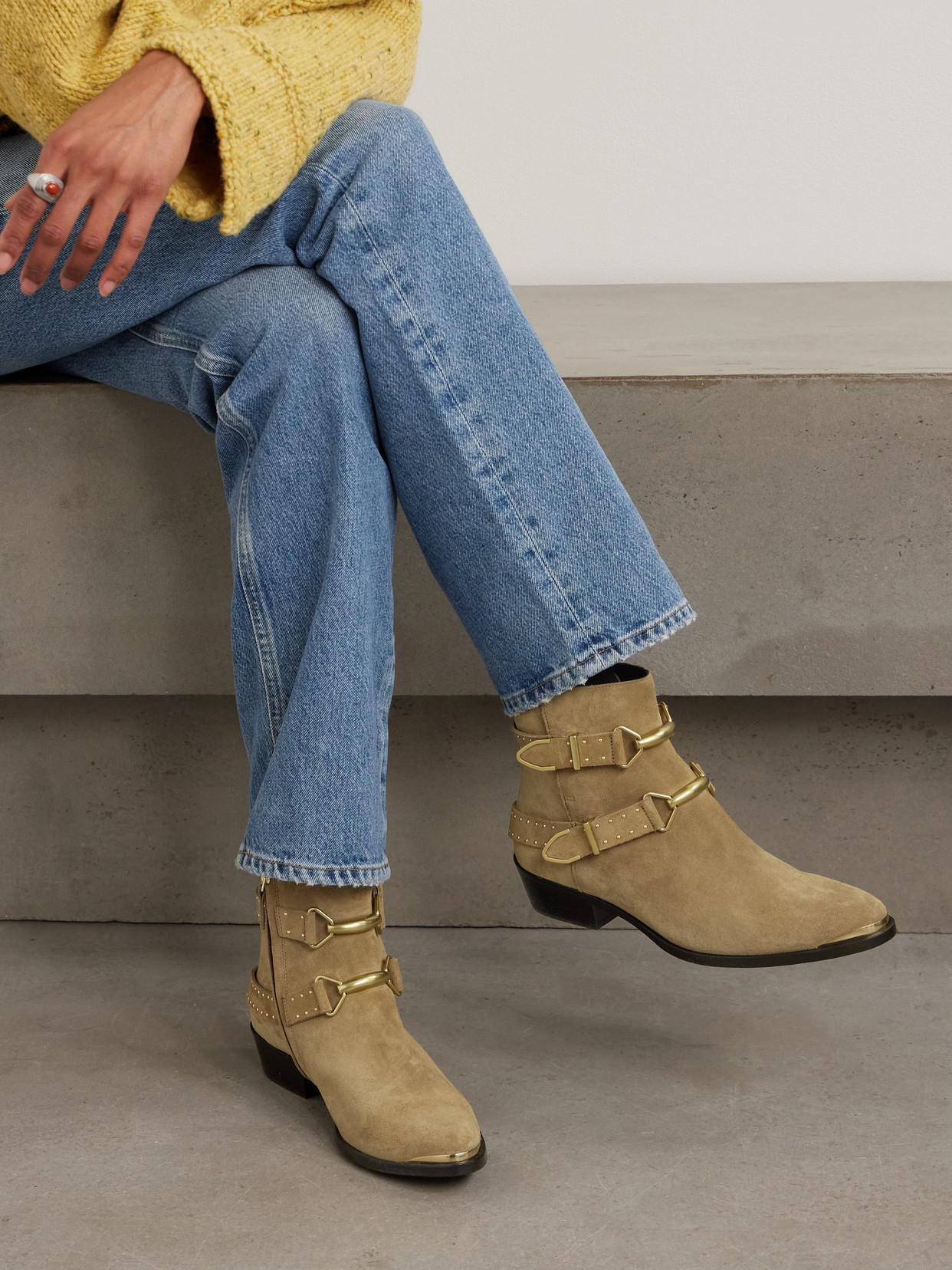 Zalya Buckled Studded Ankle Boots