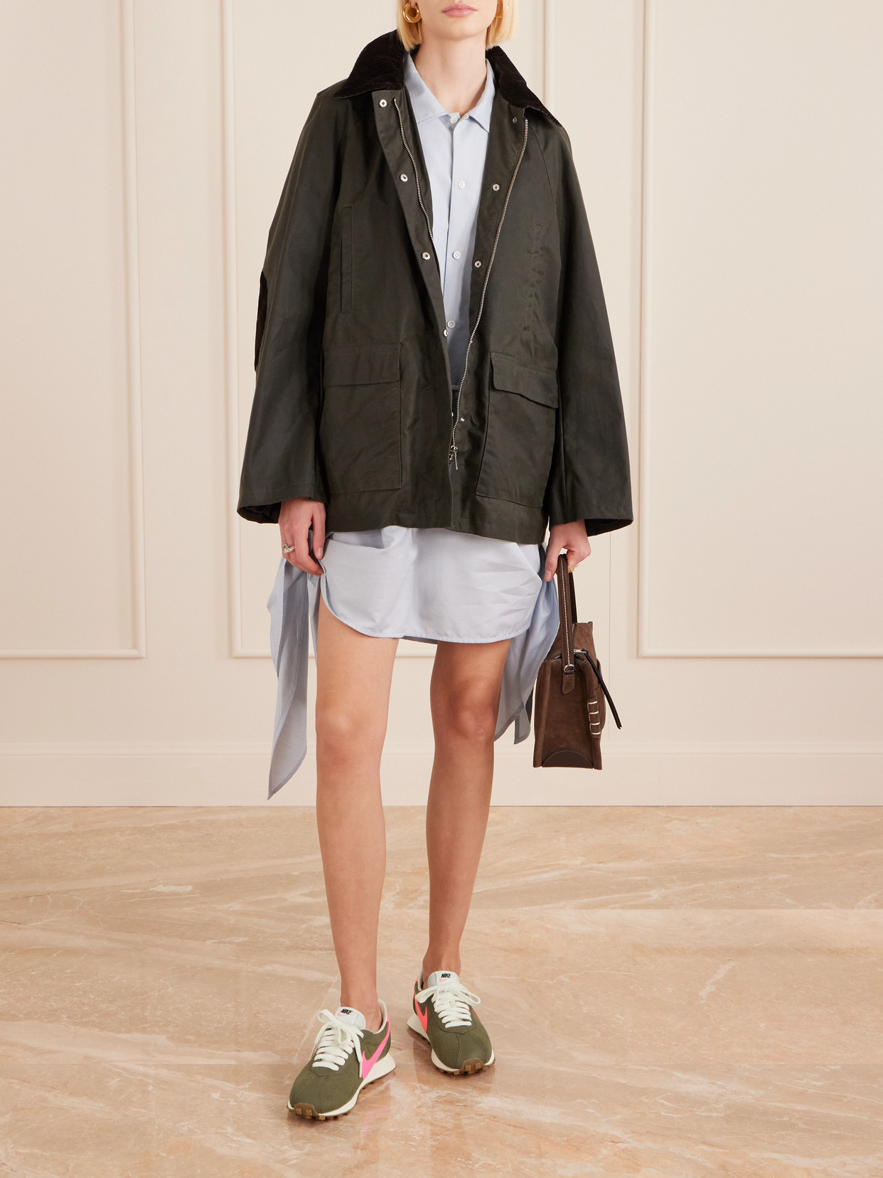 Nike Ld-1000 Leather-trimmed Corduroy Sneakers In Green