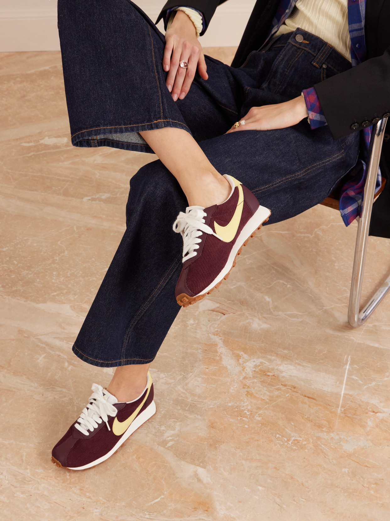Ld-1000 Leather-Trimmed Corduroy Sneakers