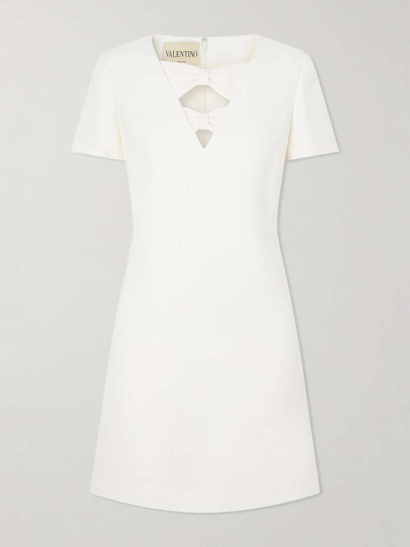 Valentino Garavani Bow-detailed Wool And Silk-blend Crepe Mini Dress