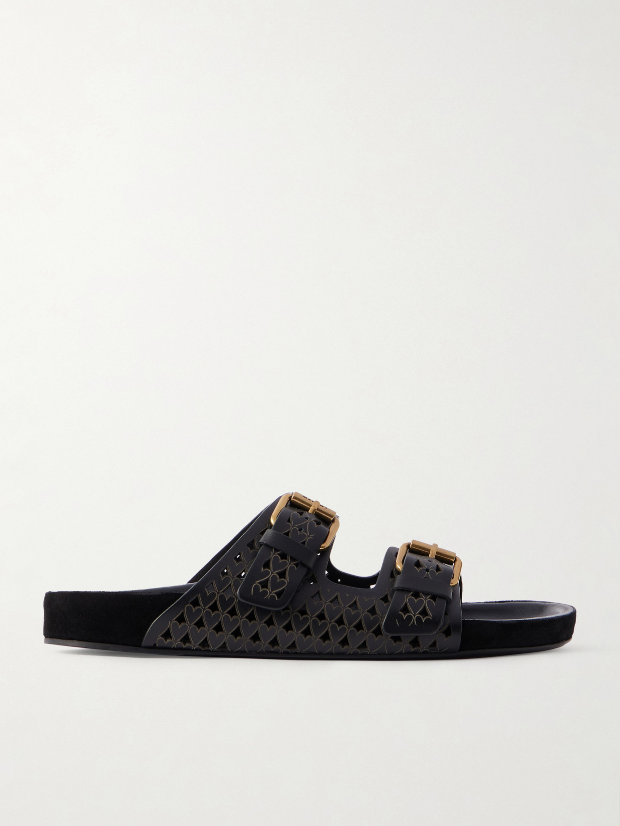Isabel Marant Lennyo Laser-cut Leather Slides In Black